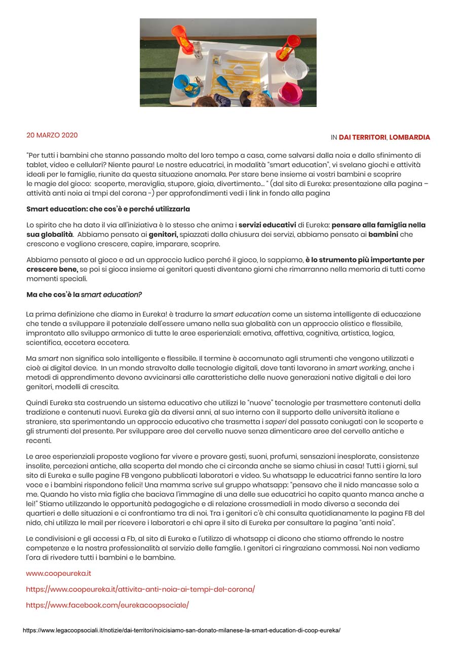 #noicisiamo, San Donato Milanese: la smart education  di coop Eureka