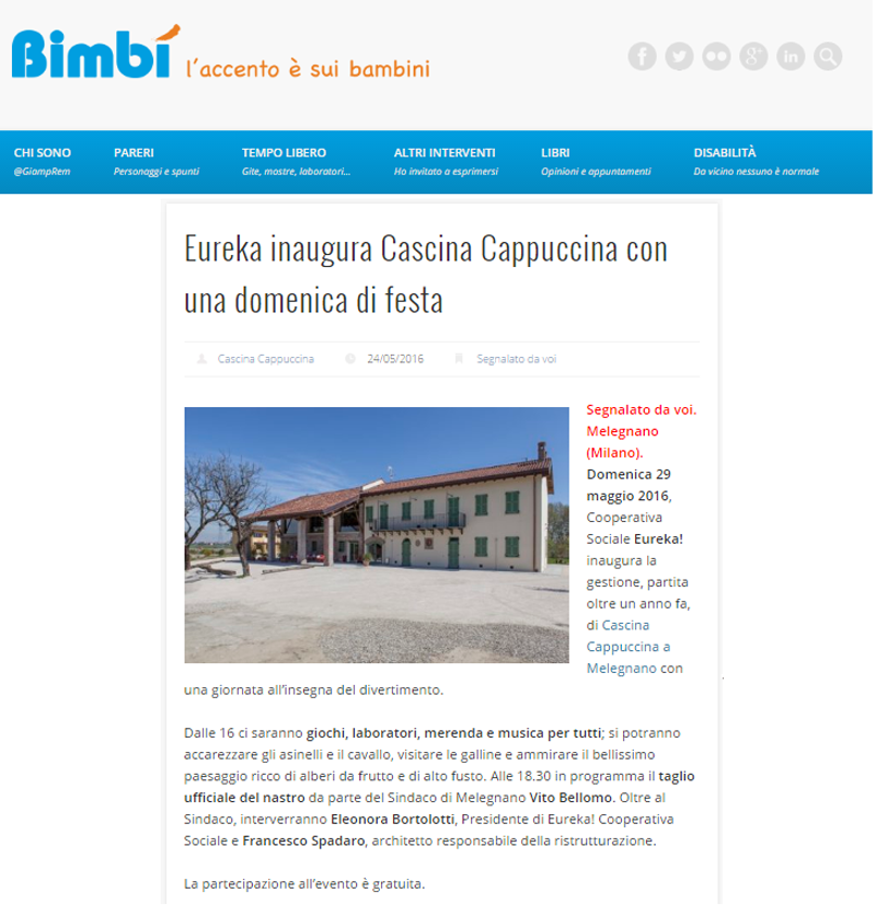 Eureka inaugura Cascina Cappuccina