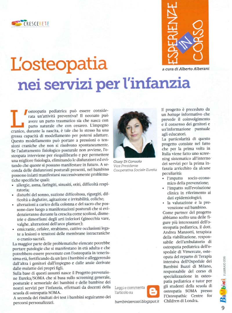 L’osteopatia nei servizi per l’infanzia