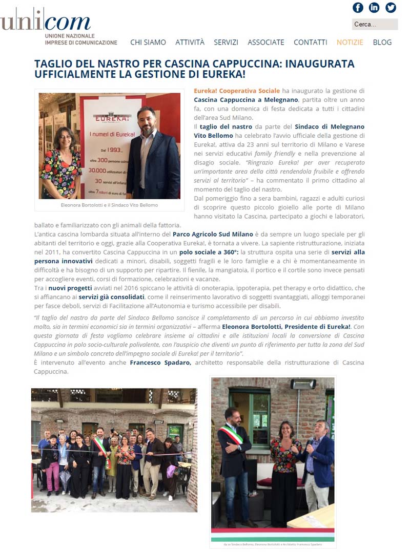 Taglio del nastro per Cascina Cappuccina