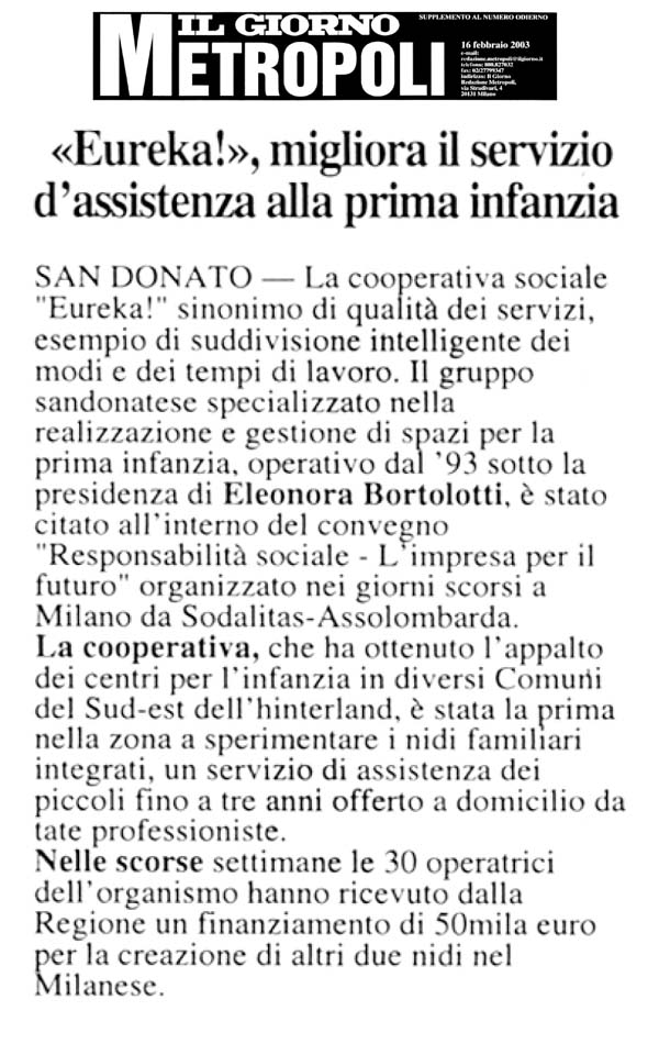 “Eureka!”, migliora il servizio d’assistenza alla prima infanzia