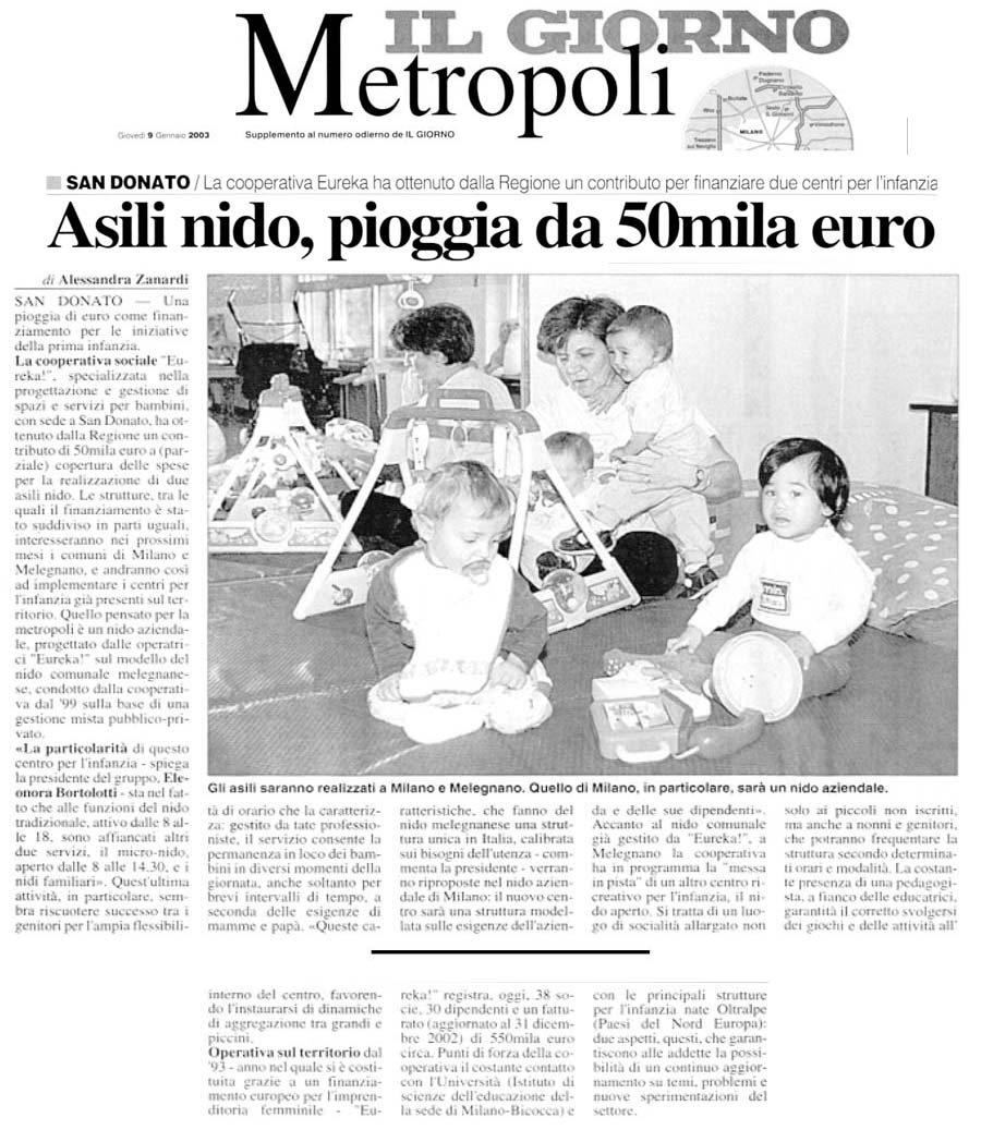 Asili nido, pioggia da 50 mila euro