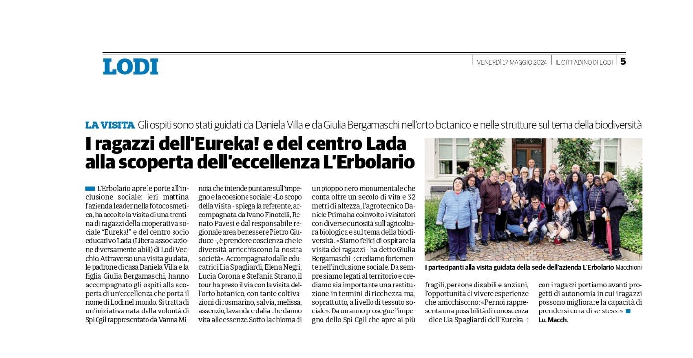 I ragazzi dell’Eureka! e del centro Lada alla scoperta dell’eccellenza L’Erbolario