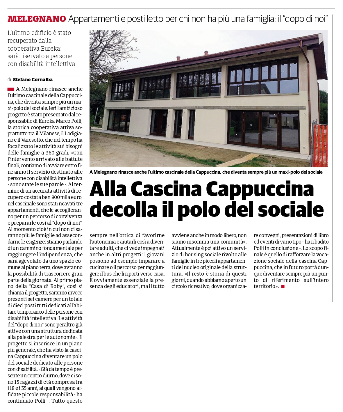 Alla Cascina Cappuccina decolla il polo del sociale