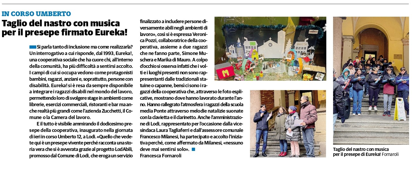 Taglio del nastro con musica per il presepe firmato Eureka!