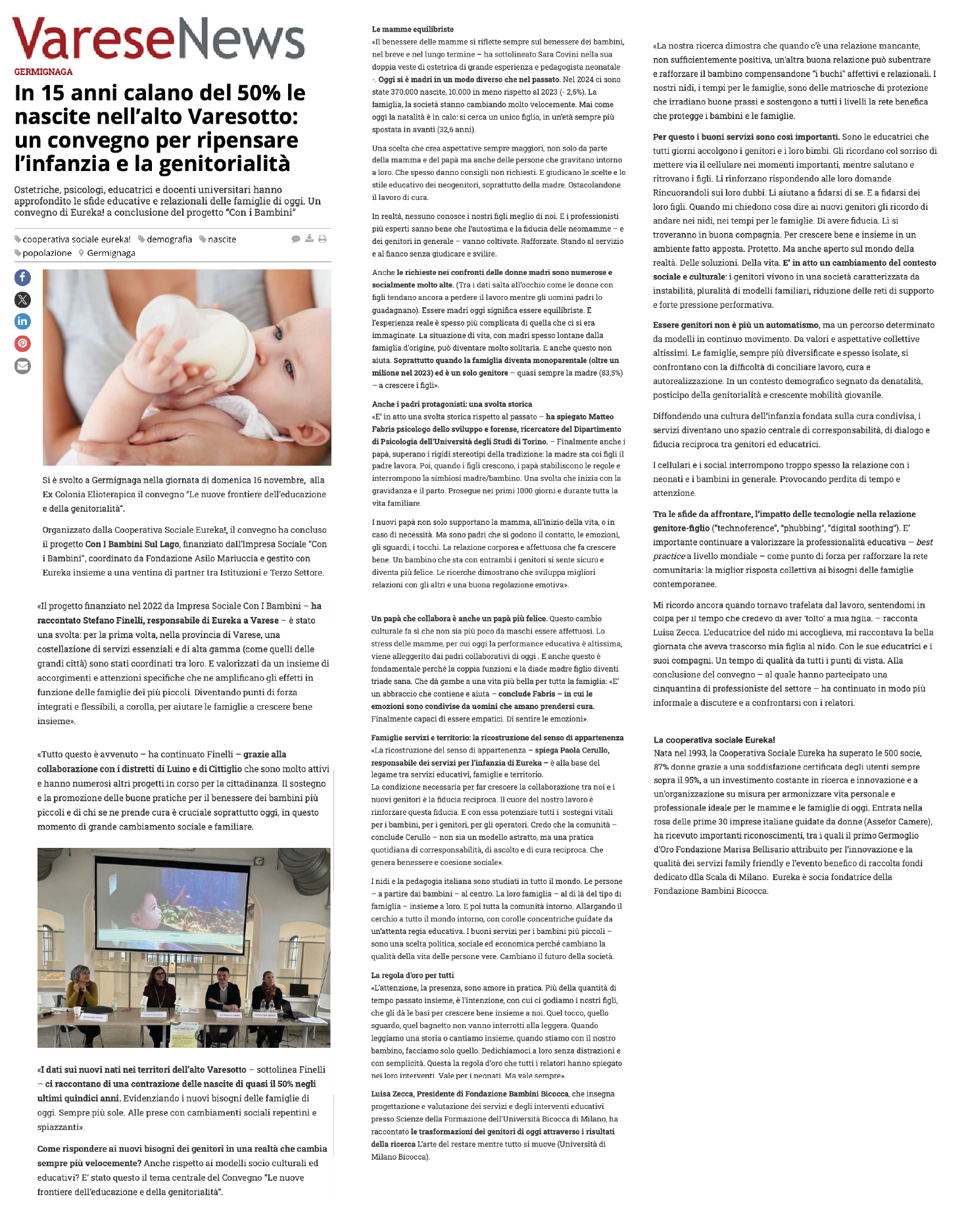 In 15 anni calano del 50% le nascite nell’altro Varesotto: un convegno per ripensare l’infanzia e la genitorialità